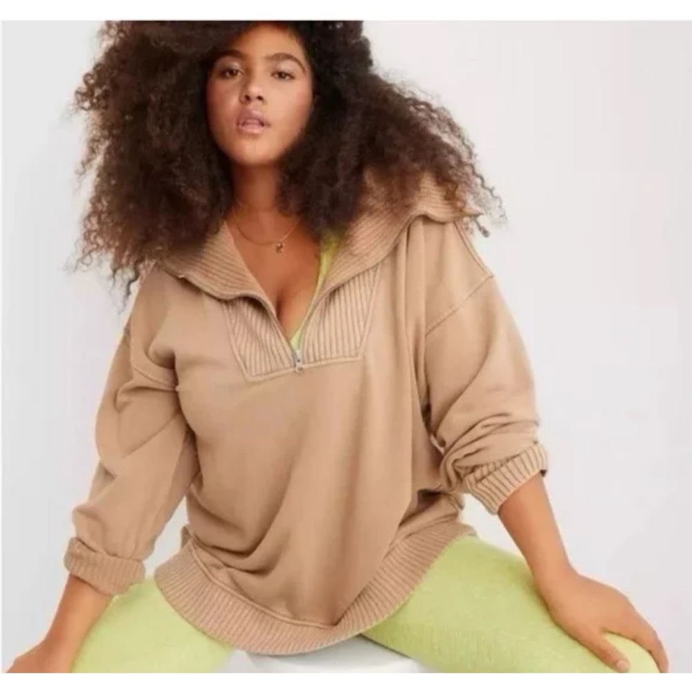Aerie Down To Earth Quarter Zip Sweatshirt Size Small